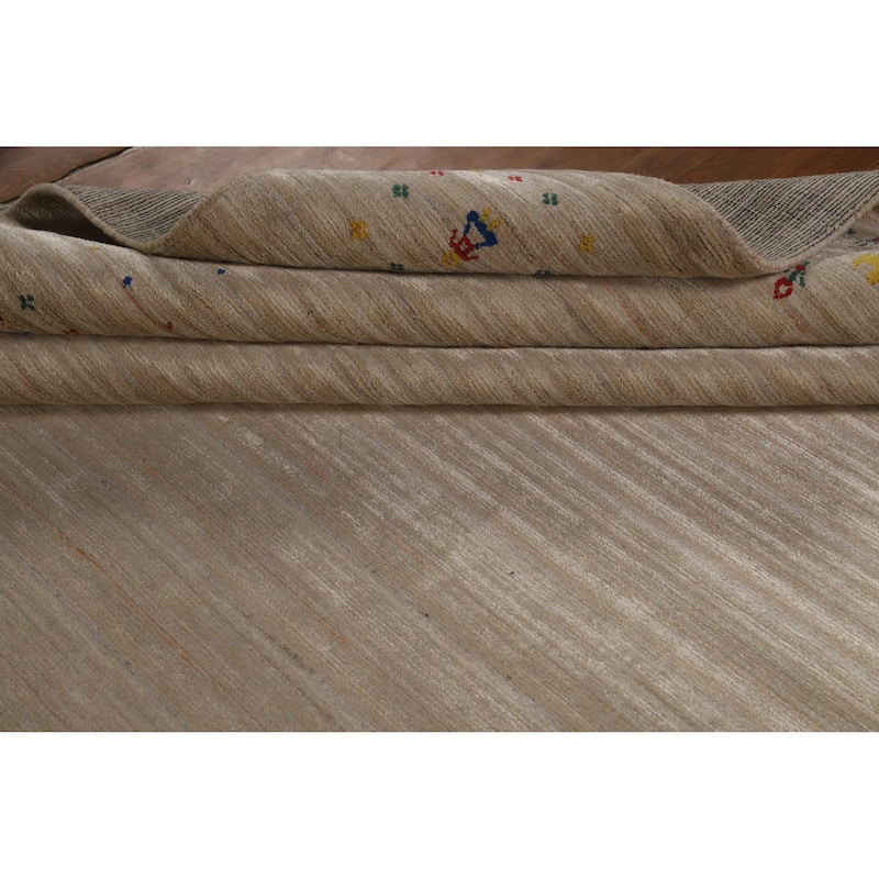 Hand Knotted Oriental 100% Wool Carpet Tribal Tribal Beige & Ivories Gabbeh Area Rug - 12' 5'' X 9' 3''