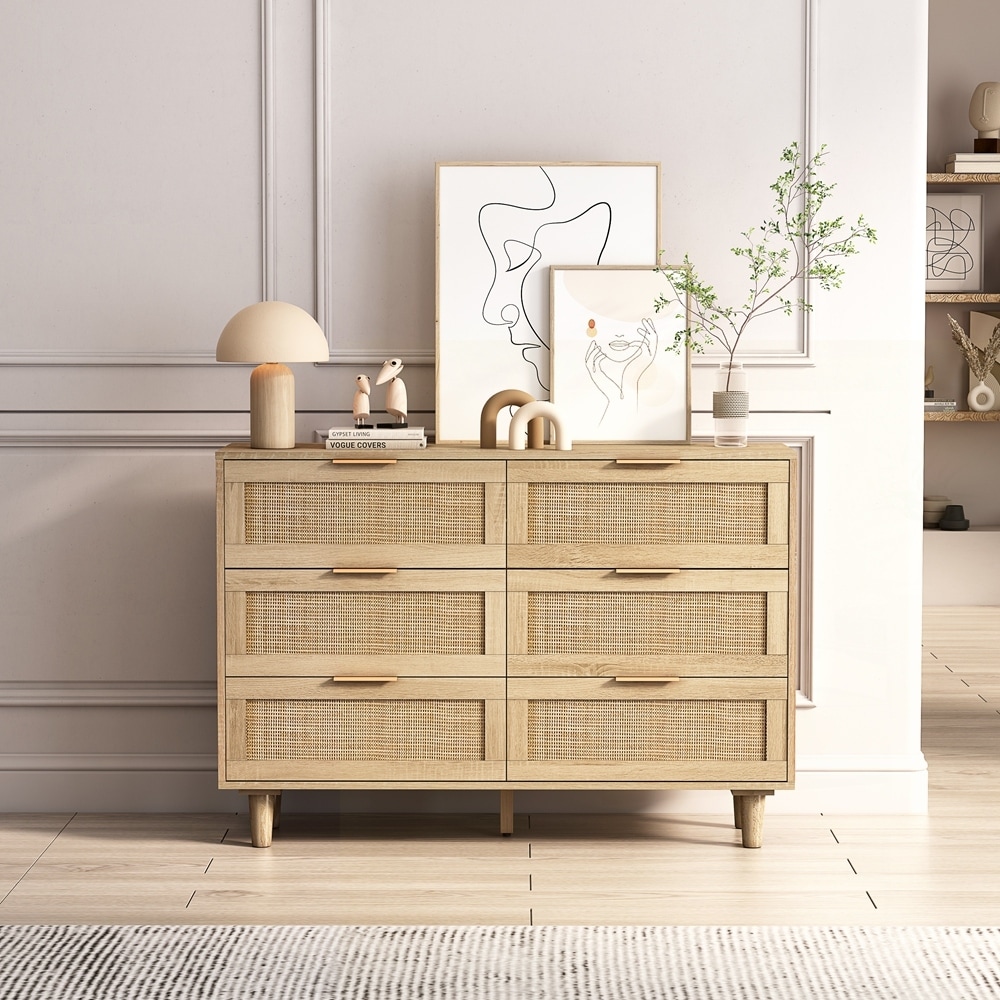6-Drawers Rattan Storage Cabinet