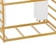 preview thumbnail 14 of 26, Twin Size House Bed Wooden Kids Bed Floor Bed with Fence and Semi-Enclosed Roof, 2 Movable Wardrobes Practical and Functional