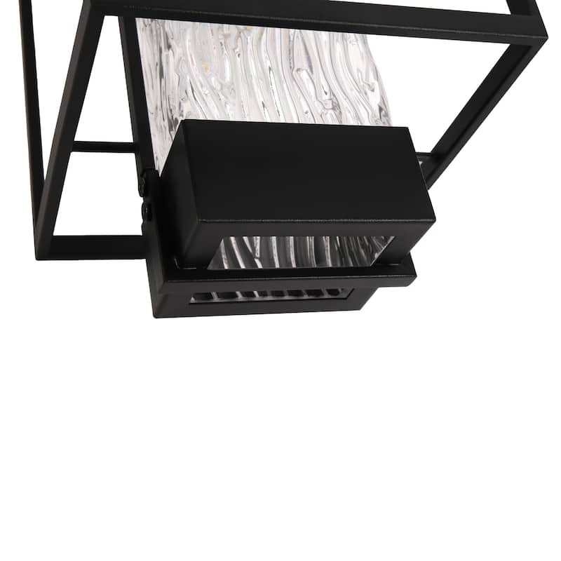 Matte Black 1-Light Glass Outdoor Wall Sconce Light Dusk to Dawn