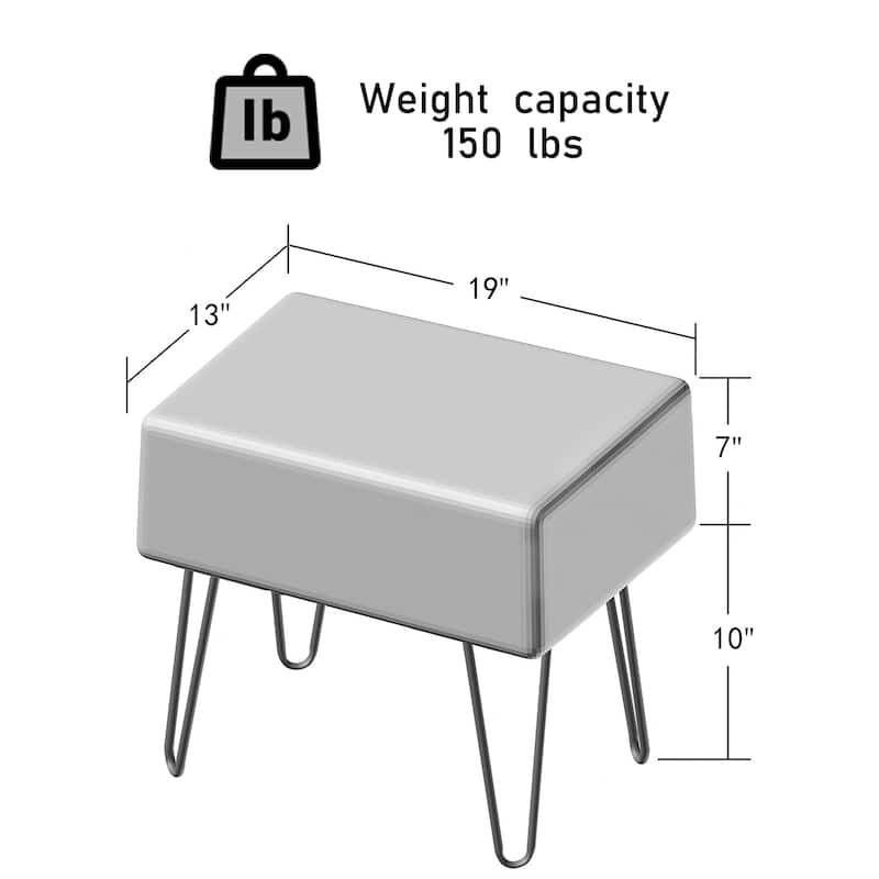 Serenta Milliken Plush Ottoman, 19" x 13" x 17" H
