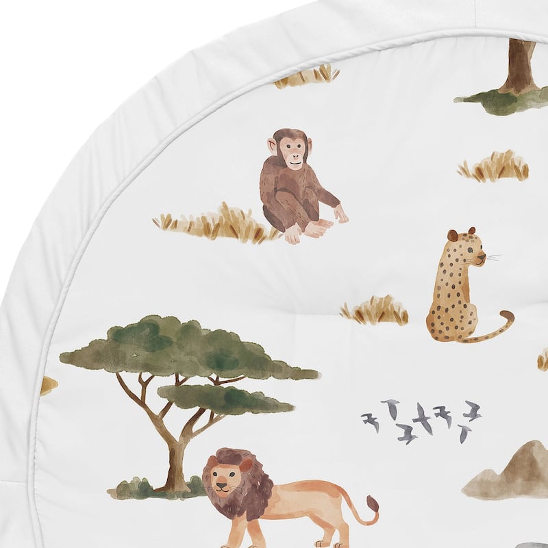 Sweet Jojo Designs Jungle Animals Baby Tummy Time Playmat Hunter Green Grey Black and White Safari Elephant Giraffe Lion Monkey