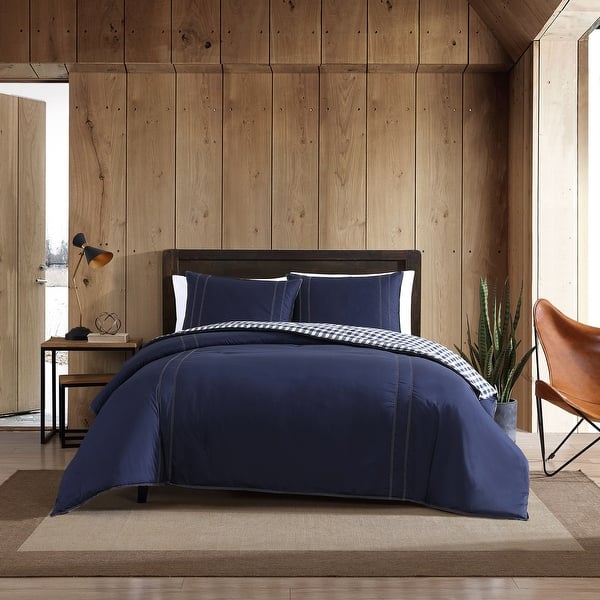 slide 2 of 8, Eddie Bauer Kingston Navy Cotton Reversible Comforter Set