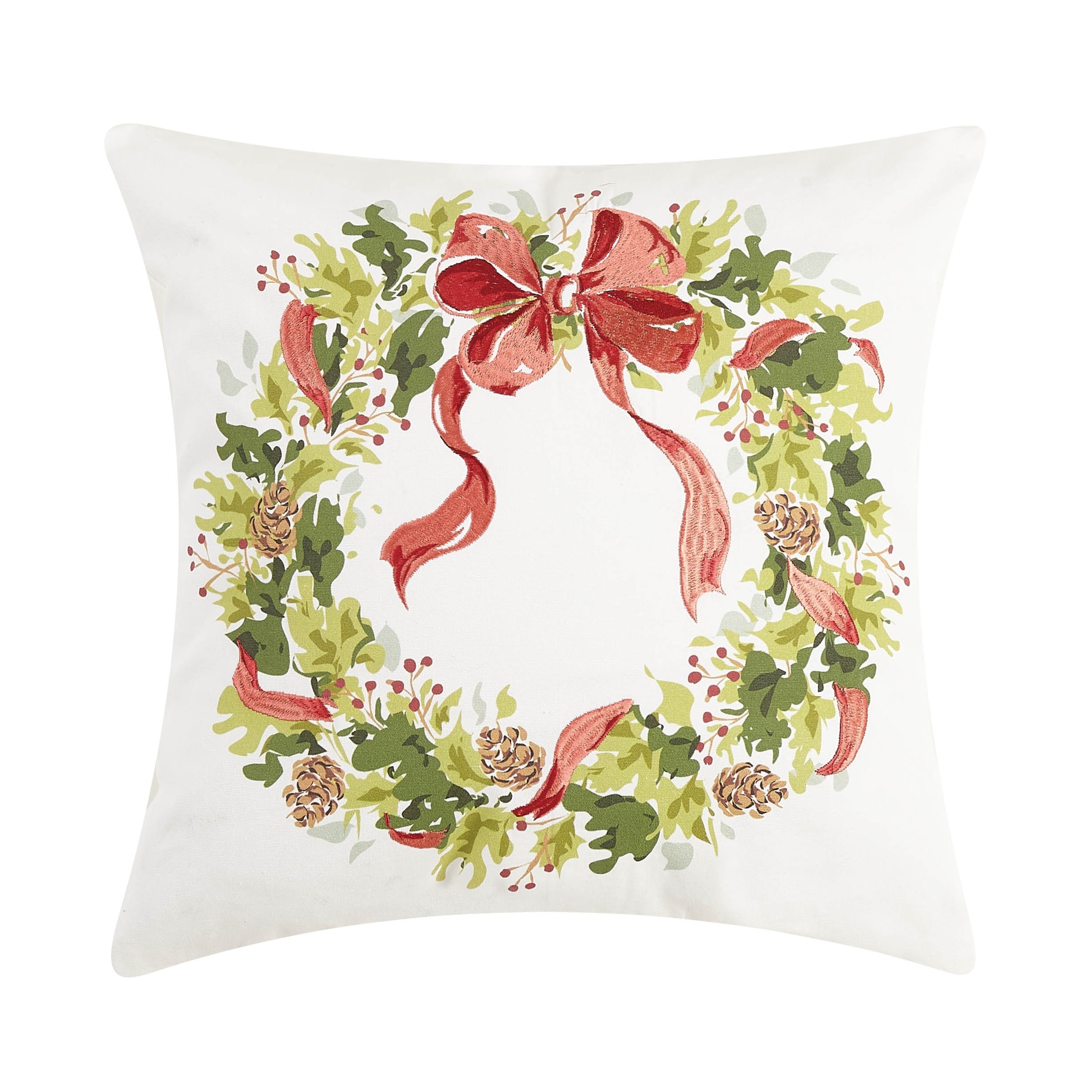 Holly Wreath Holiday Decorative Pillows