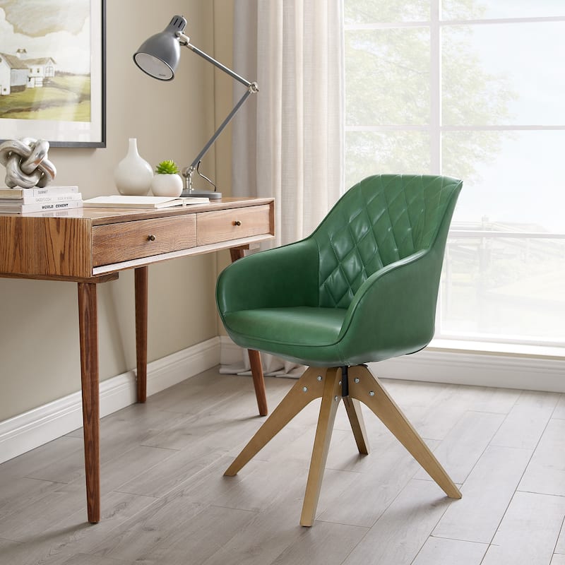 Art Leon Classical Swivel Office Accent Chair with Wood Legs