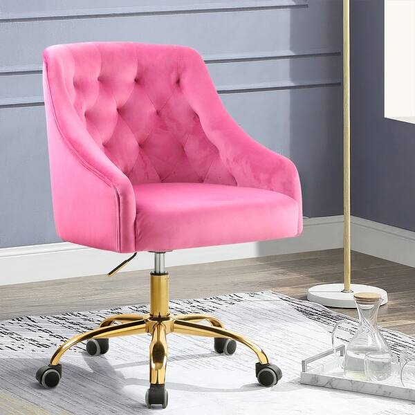 Serta Essentials Pink Upholstered Swivel Office Chair