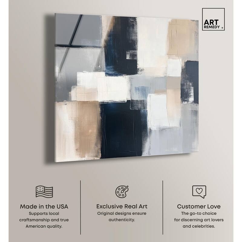 Blue and Tan Abstraction I Acrylic by Art Remedy, Ready to Hang