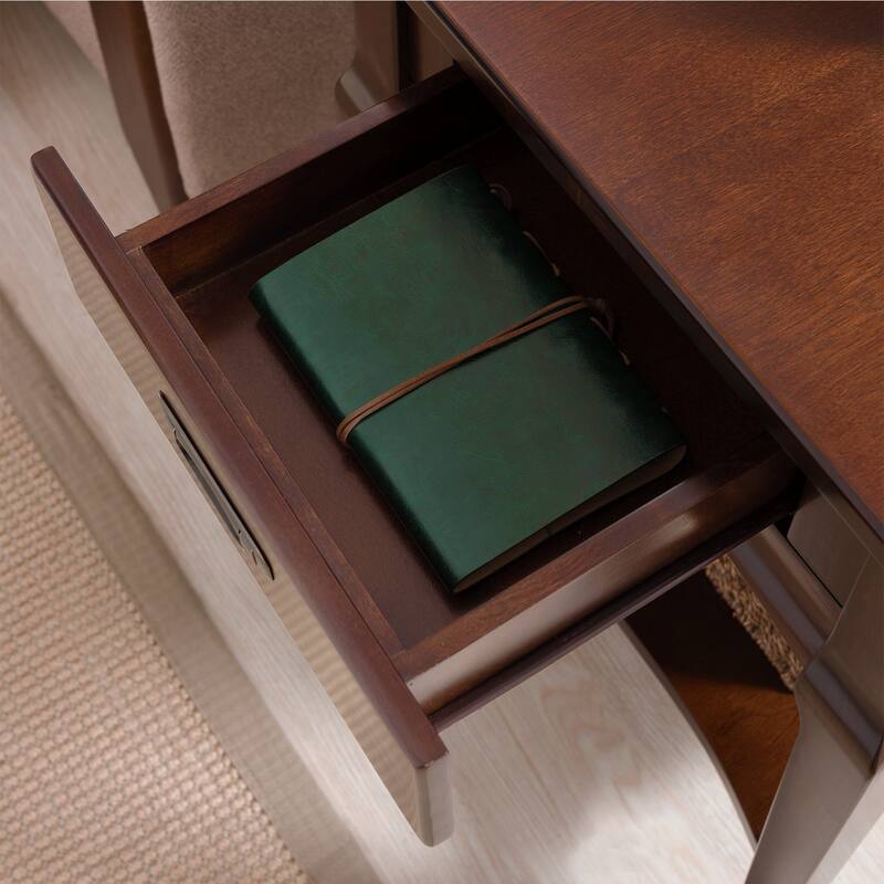 Stratus Solid Wood End Table with Shelf and Drawer