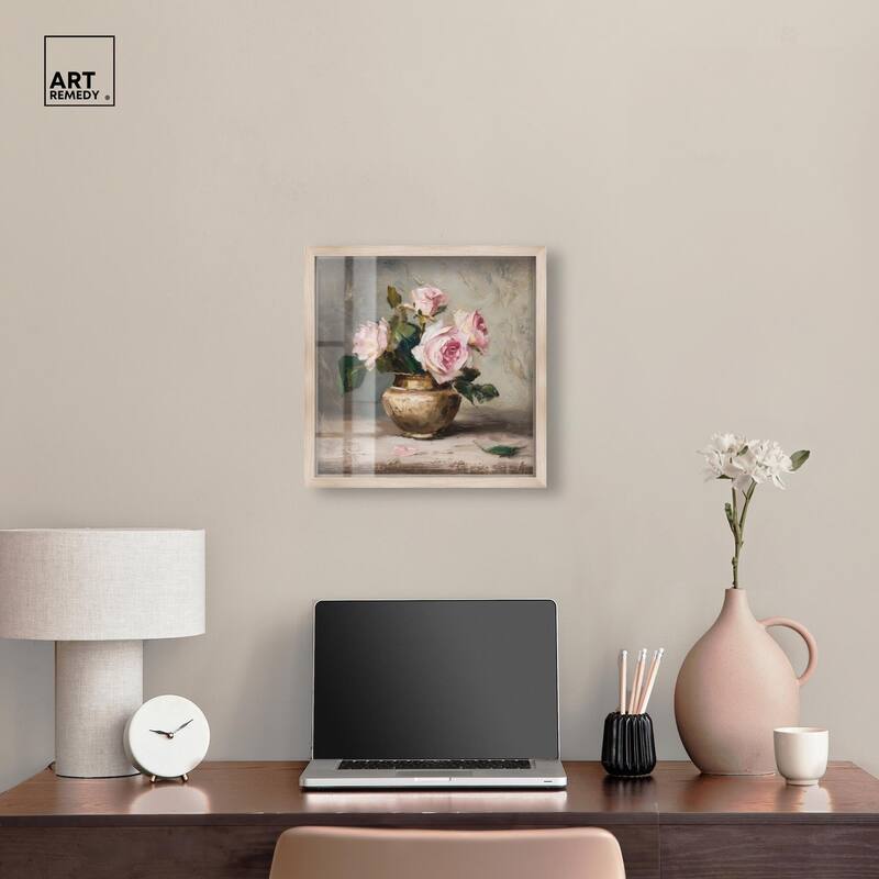 Pink Petals and Brass Shadowbox by Art Remedy