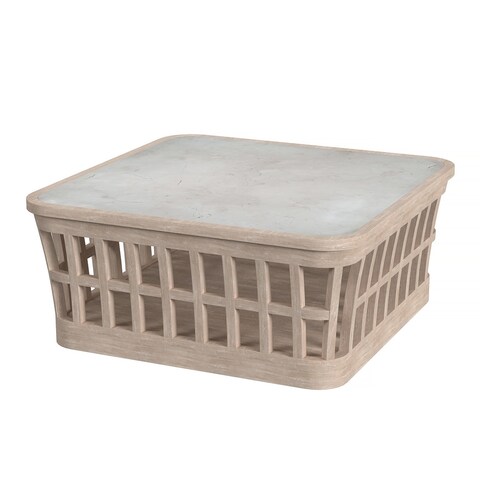 Monhegan Outdoor Teak and Marble Coffee Table