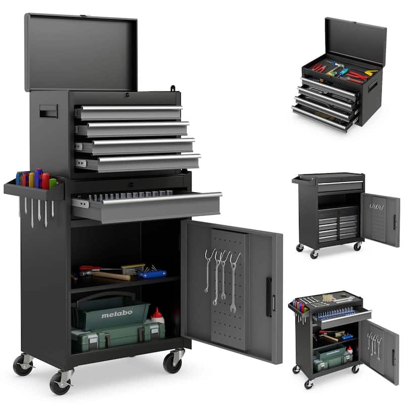 Costway 5-Drawer Rolling Tool Chest Cabinet Metal Tool Storage Box - See Details - Grey