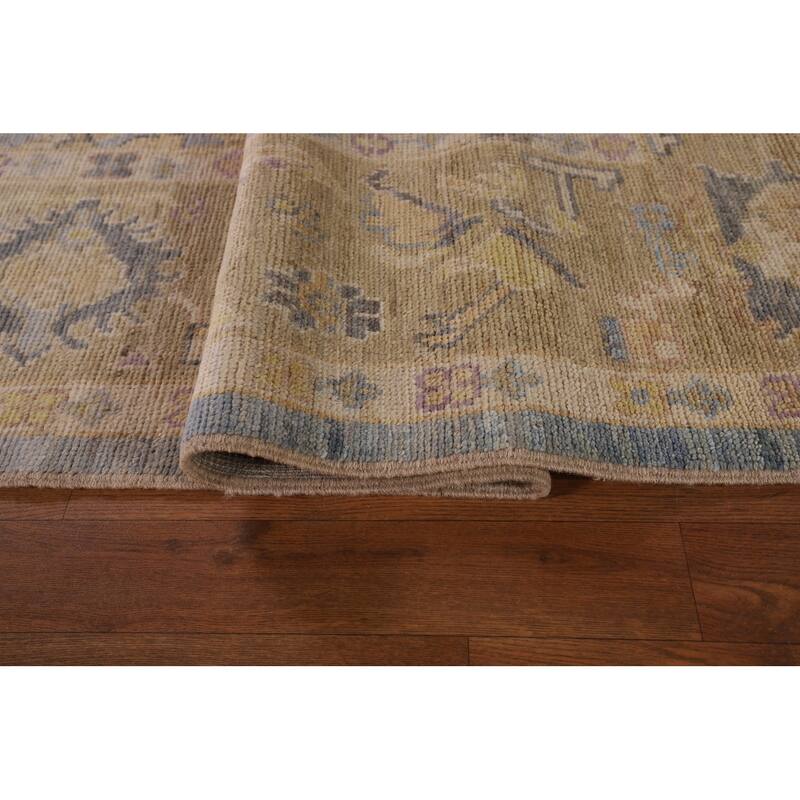 Light Blue Vegetable Dye Oushak Area Rug Hand-Knotted Wool Carpet - 8'3" x 10'2"