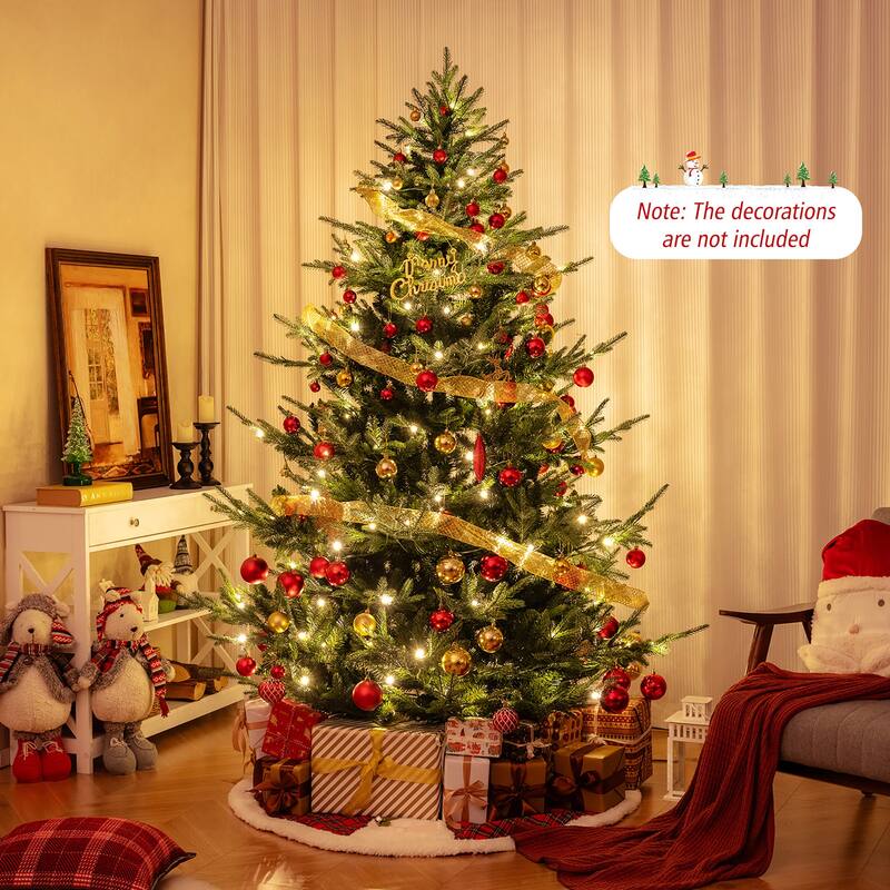 Gymax 7 FT Artificial Xmas Tree w/1090 PVC PE Branch Tips 340 Warm - See Details