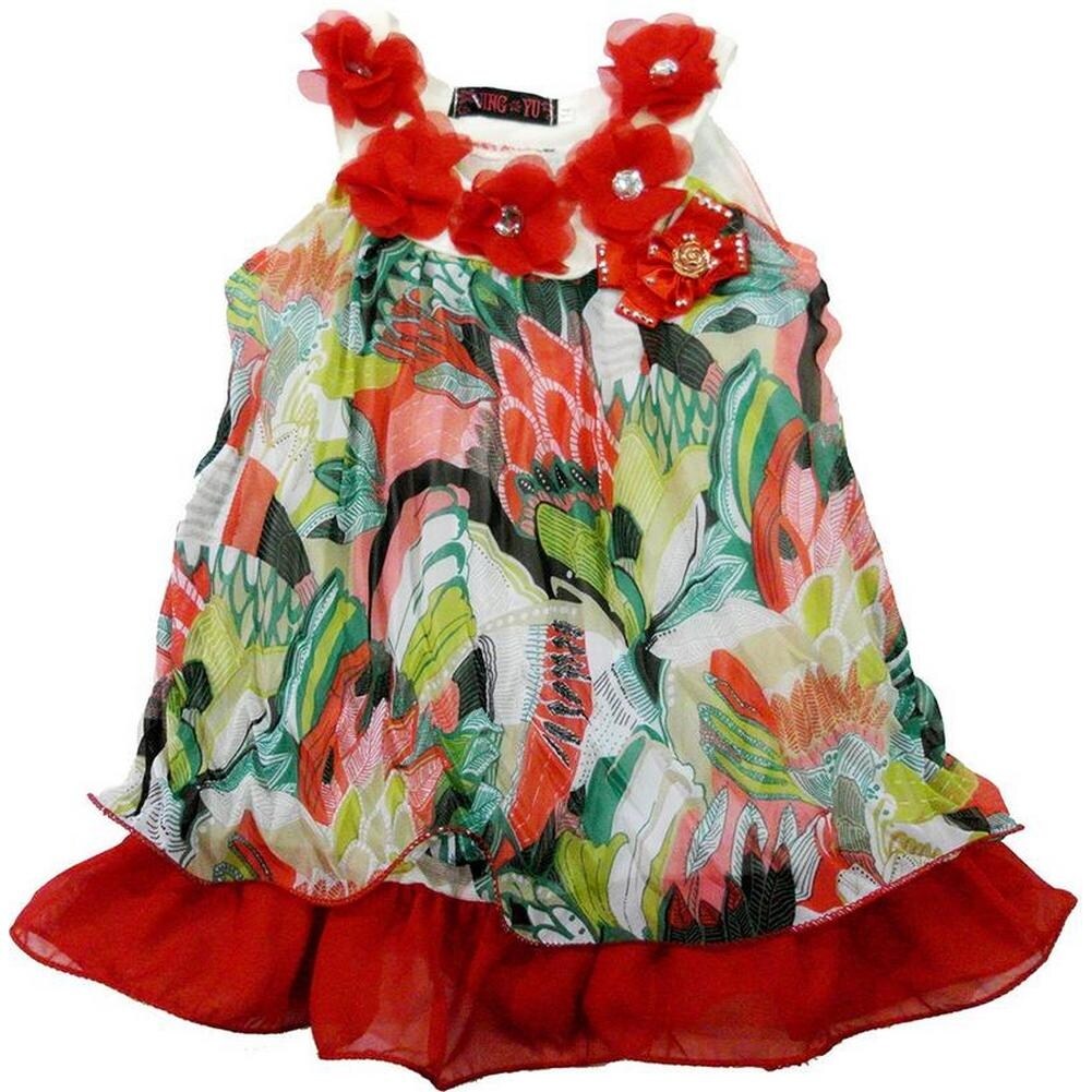 girls red swing dress