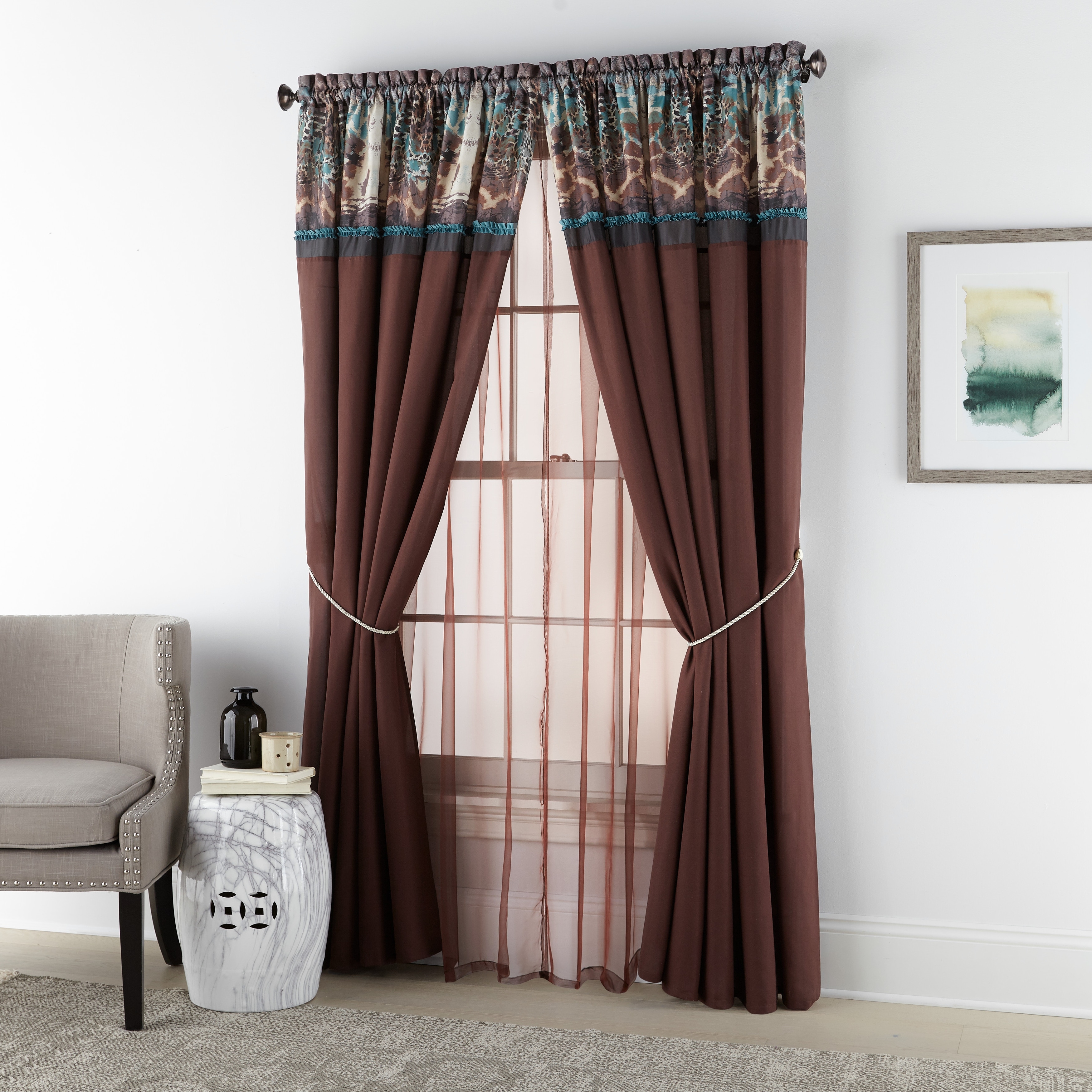 Good Looking voile valance Grand Avenue Viceroy 6 Piece Curtain Panel Valance Tieback Set 56 W X 84 L Overstock 31974506