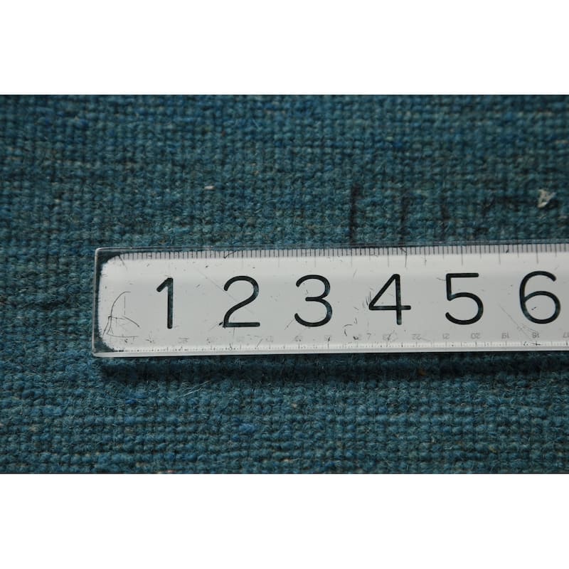 Teal Blue Gabbeh Square Oriental Rug Handmade Wool Carpet - 4'0" x 4'5"