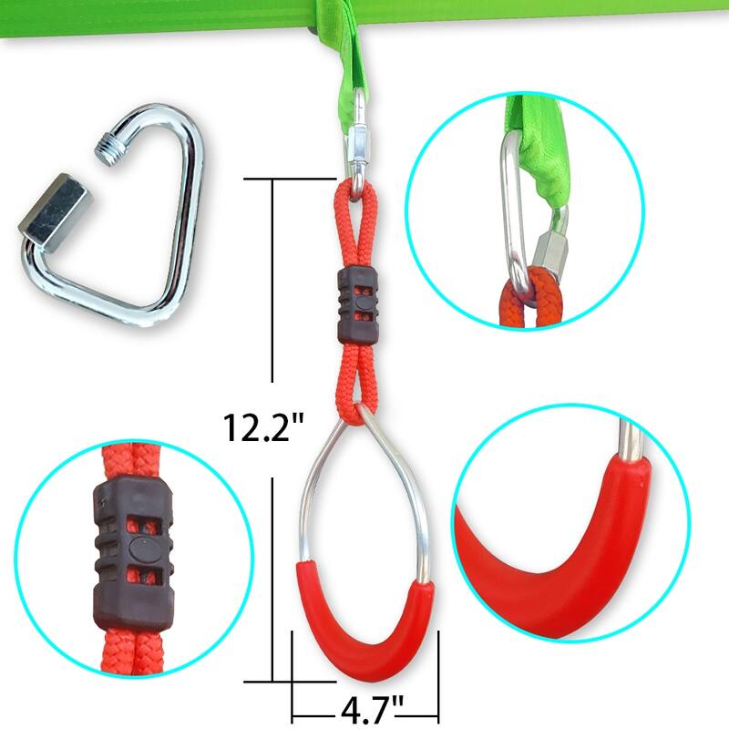 50ft Ninja Slackline Jungle Swing Gym Ninja Warrior Obstacle Course for Kids with Climbing Rope Disc Swing Set