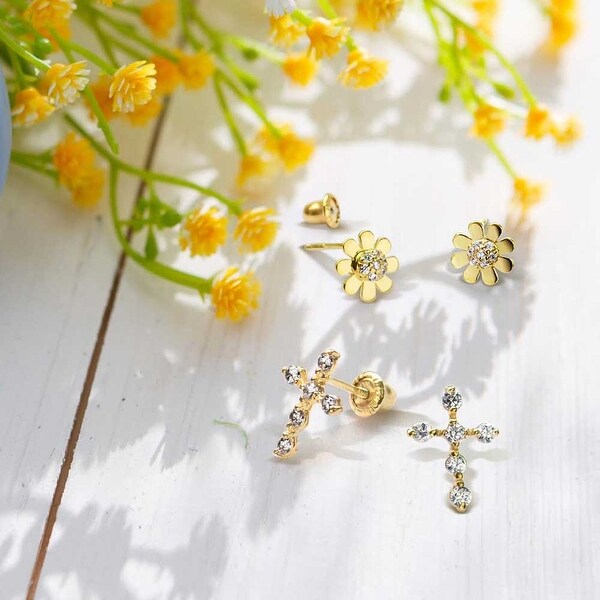 AMDXD Jewelry Silver Plated Women Pendant Necklace Cross Flower Cubic Zirconia as Birthday Gift