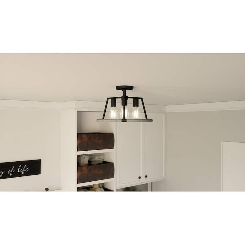 Tippet 3-Light Matte Black Semi-Flush Mount