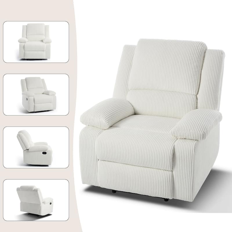 2 Set Corduroy Manual Recliner Glider Club Chair with Footrest