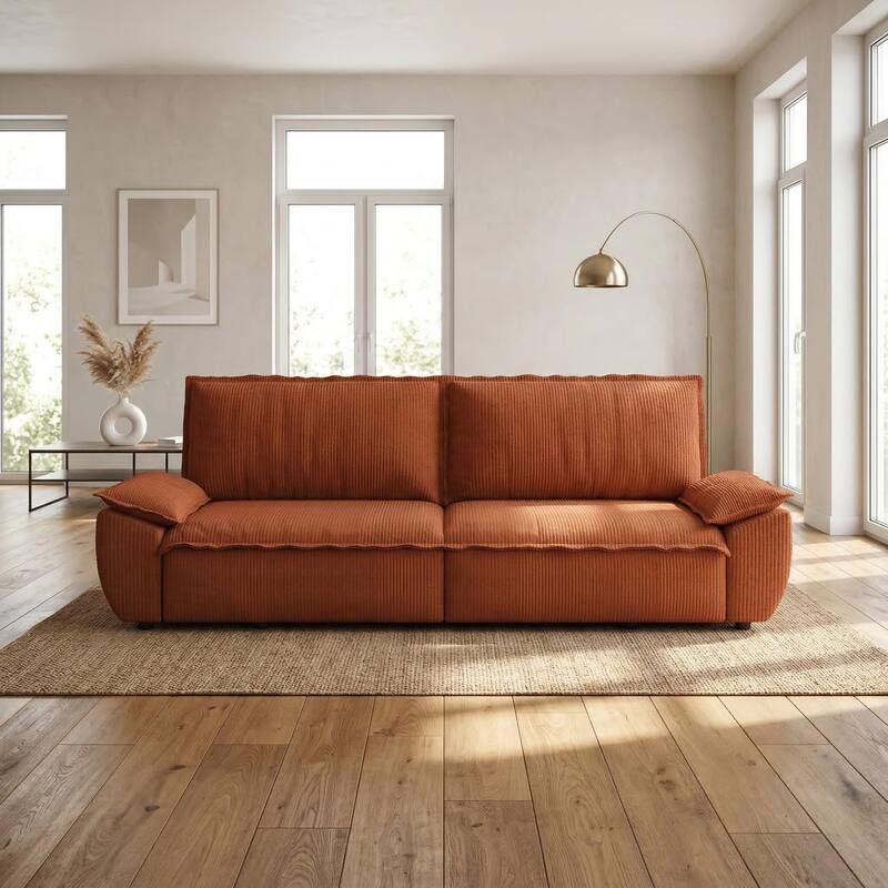 Homy Casa 72'' Queen Pull Out Sofa Bed, 3-in-1 Corduroy Sleeper Couch