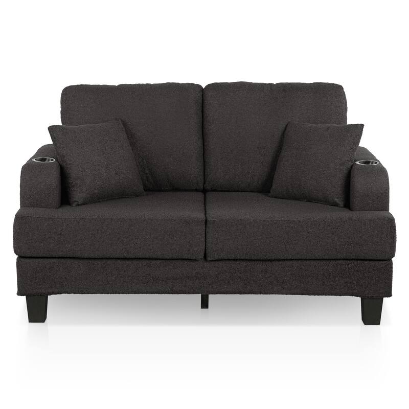 DH BASIC Modern Boucle Loveseat with Cup Holders and Side Pockets by Denhour