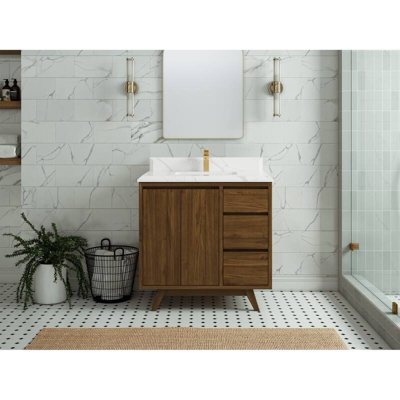 Willow Collections 36 in. W x 22 in. D Madison Teak Center Sink Bathroom Vanity with Countertop