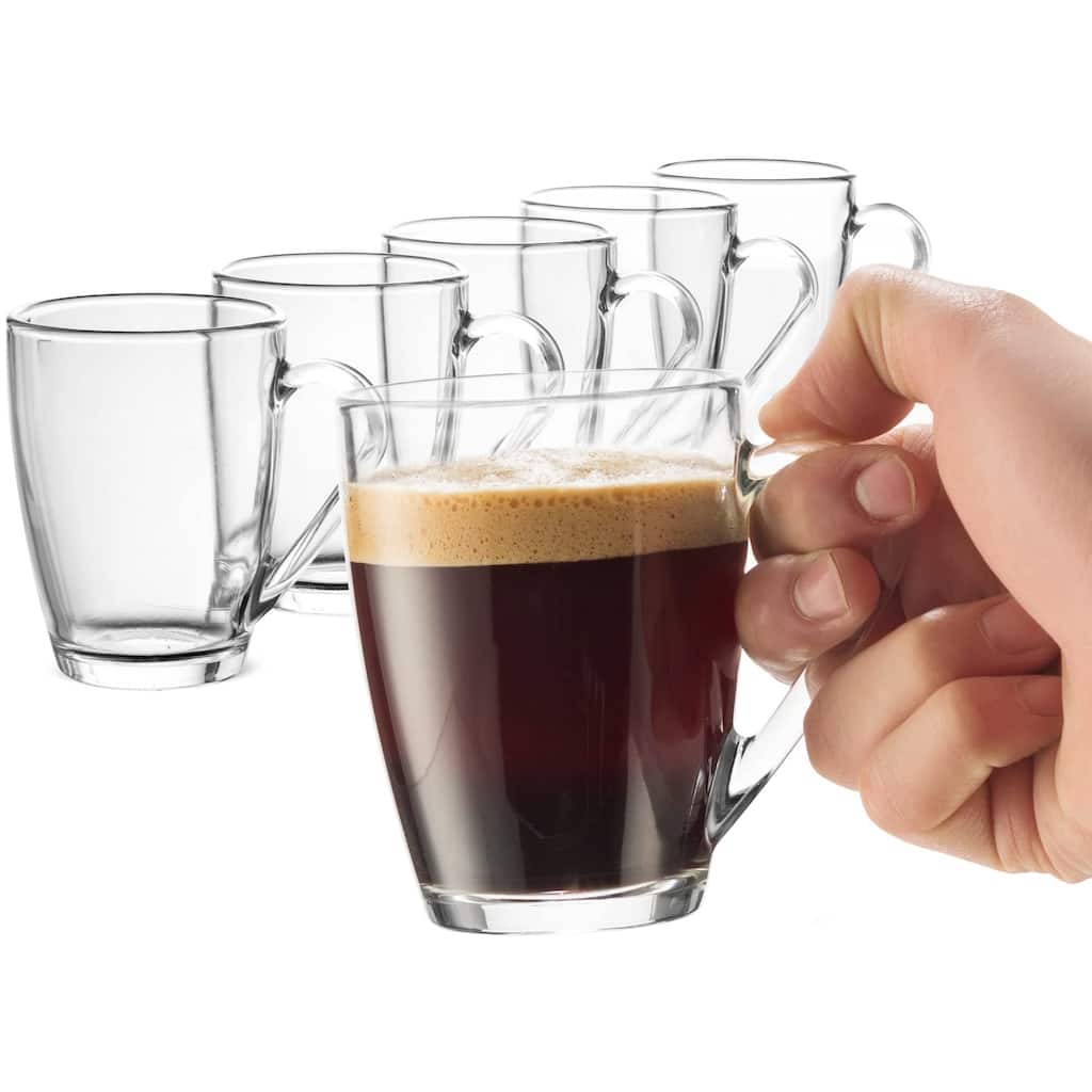 Bormioli Rocco Icon Tempered Glass Coffee Mugs Clear Microwave Safe