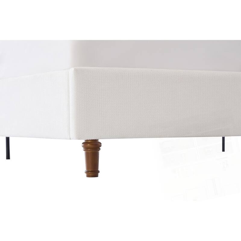 Upholstered Wingback Headboard Bed Platform Bed No Box Spring Needed