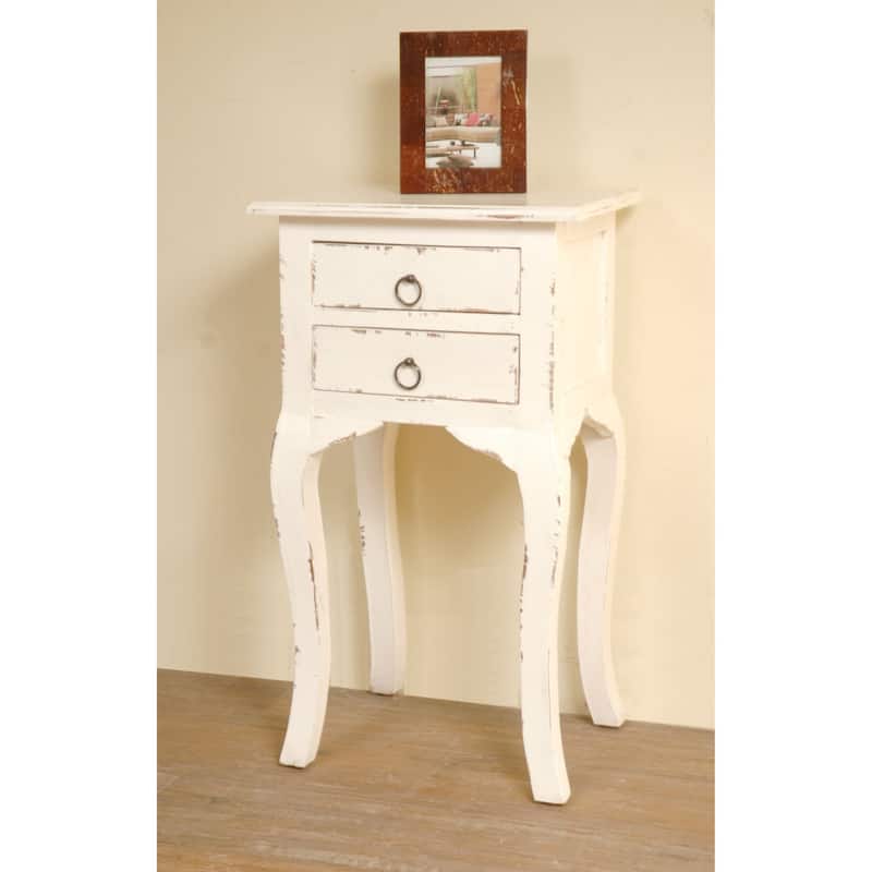 27.25" Distressed White Wooden Cottage Table