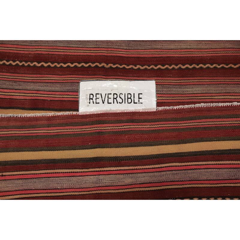 Hand Woven Oriental 100% Wool Carpet Southwestern Geometric Oranges & Rust Kilim Area Rug - 6' 8'' X 4' 9''