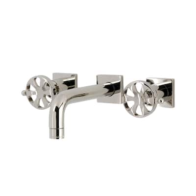 Belknap Two-Handle 3-Hole Wall Mount Bathroom Faucet in Polished Nickel