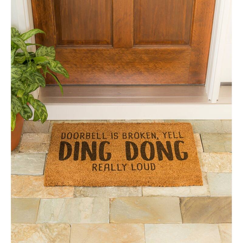 "Doorbell Broken, Yell 'Ding-Dong' Really Loud" Coir Door Mat