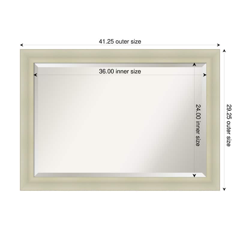 Oliver Beveled Wood Framed Bathroom Vanity Wall Mirror - 41 x 29 in - Oliver Warm Silver