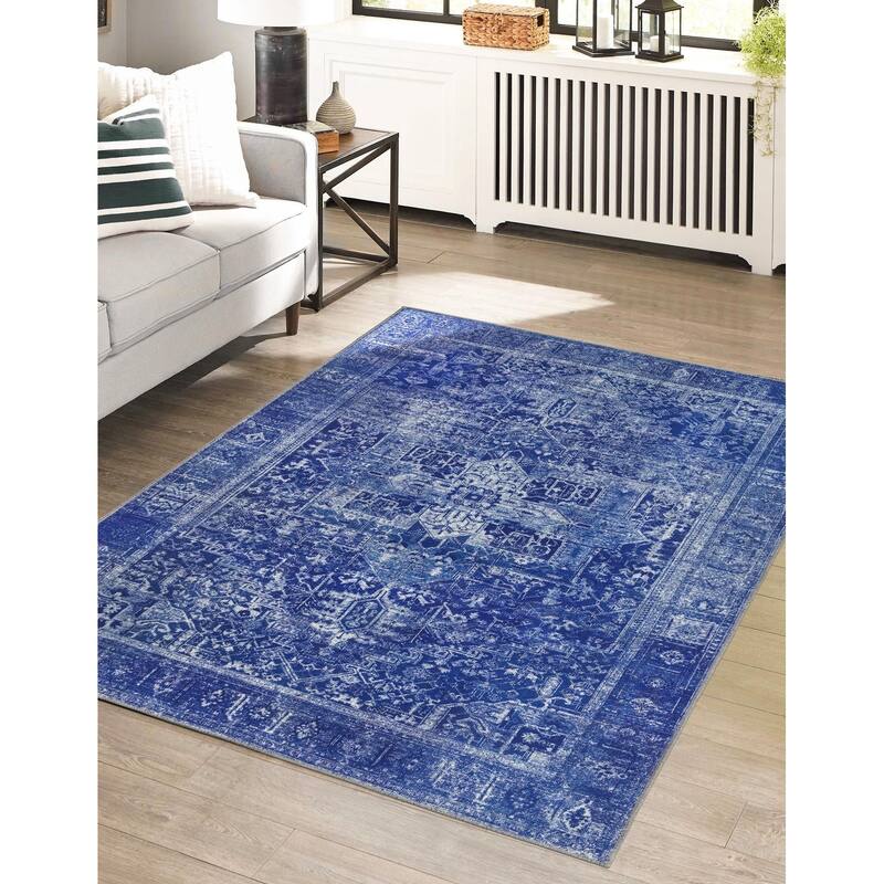 Transitional Rine Collection Area Rug - 5'x8' - Navy