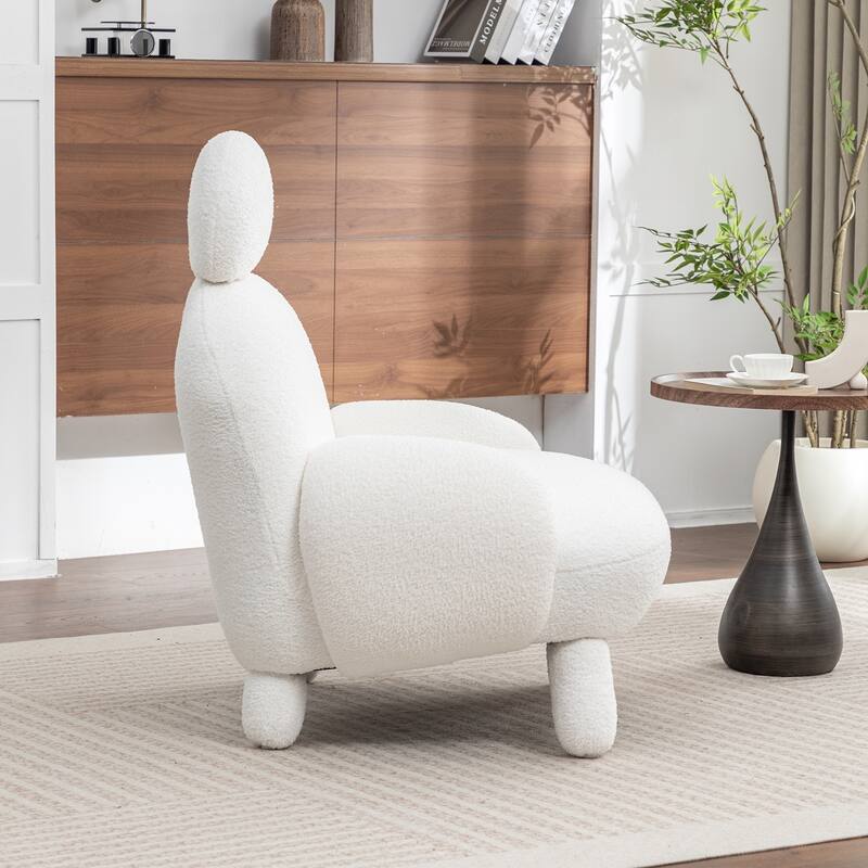 SEYNAR Modern Faux Sherpa Upolstered High Back Armless Accent Chair