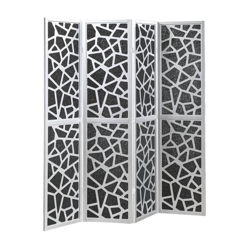 Roundhill Furniture Aurra 4-Panel Wood Room Divider, Folding Portable Partition Screen