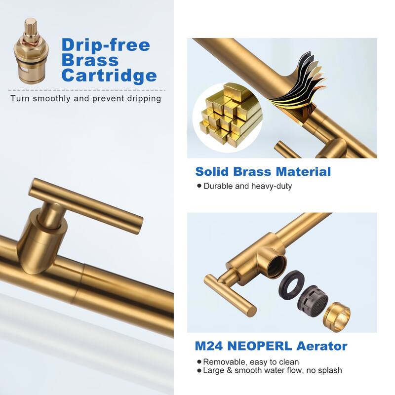 WOWOW Deck Mount Double Handle Pot Filler Faucet