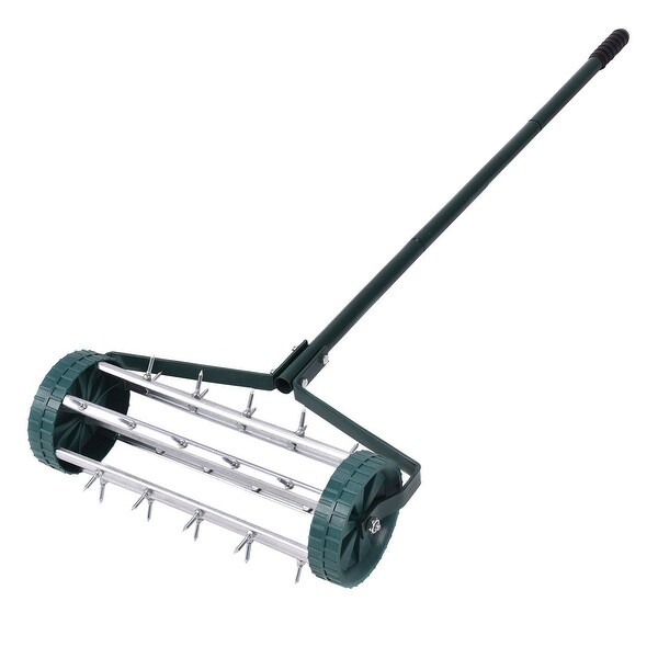 Gymax rolling garden lawn aerator roller home shop grass steel handle