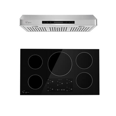 2 Piece Kitchen Appliances Packages Including 36" Induction Cooktop and 36" Under Cabinet Range Hood