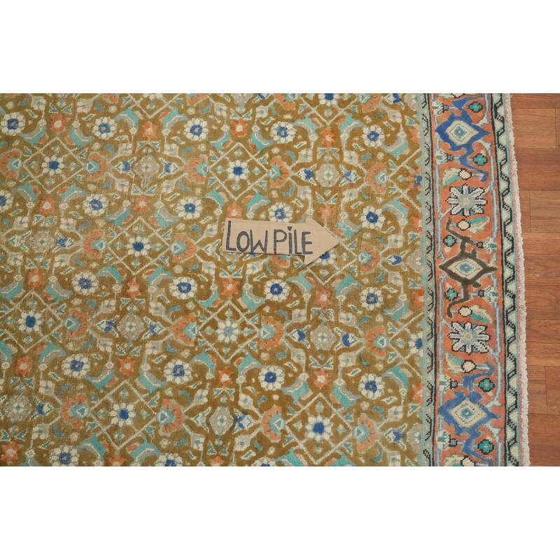 Hand Knotted Oriental 100% Wool Carpet Traditional Floral Green Tabriz Area Rug - 6' 8'' X 4' 10''
