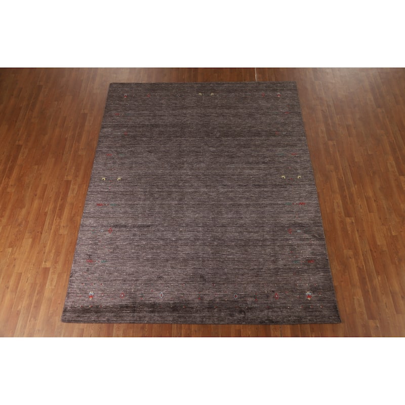 Hand Knotted Oriental 100% Wool Carpet Tribal Tribal Brown Gabbeh Area Rug - 9' 11'' X 7' 11''