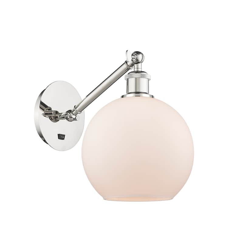Innovations Lighting 317-1W-14-8 Athens Sconce Athens 14" Tall Wall - Polished Nickel / Matte White