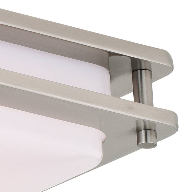 Flush Mount Ceiling Light - Satin Nickel Finish, White Shade - 16 Inch Modern Light Fixture - 3.5