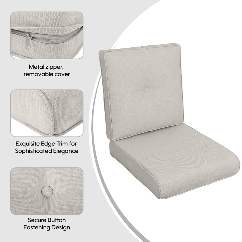 2 Pcs Set High Back Patio Chair Cushions, Tufted Rocking Chair Cushions, Adirondack Cushions
