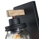 preview thumbnail 7 of 11, 1-Light Black/Wood Tone Rustic Farmhouse Wall Sconce with Clear Mason Jar Glass Shade - 10"H x 4.7"W x 5.4"D