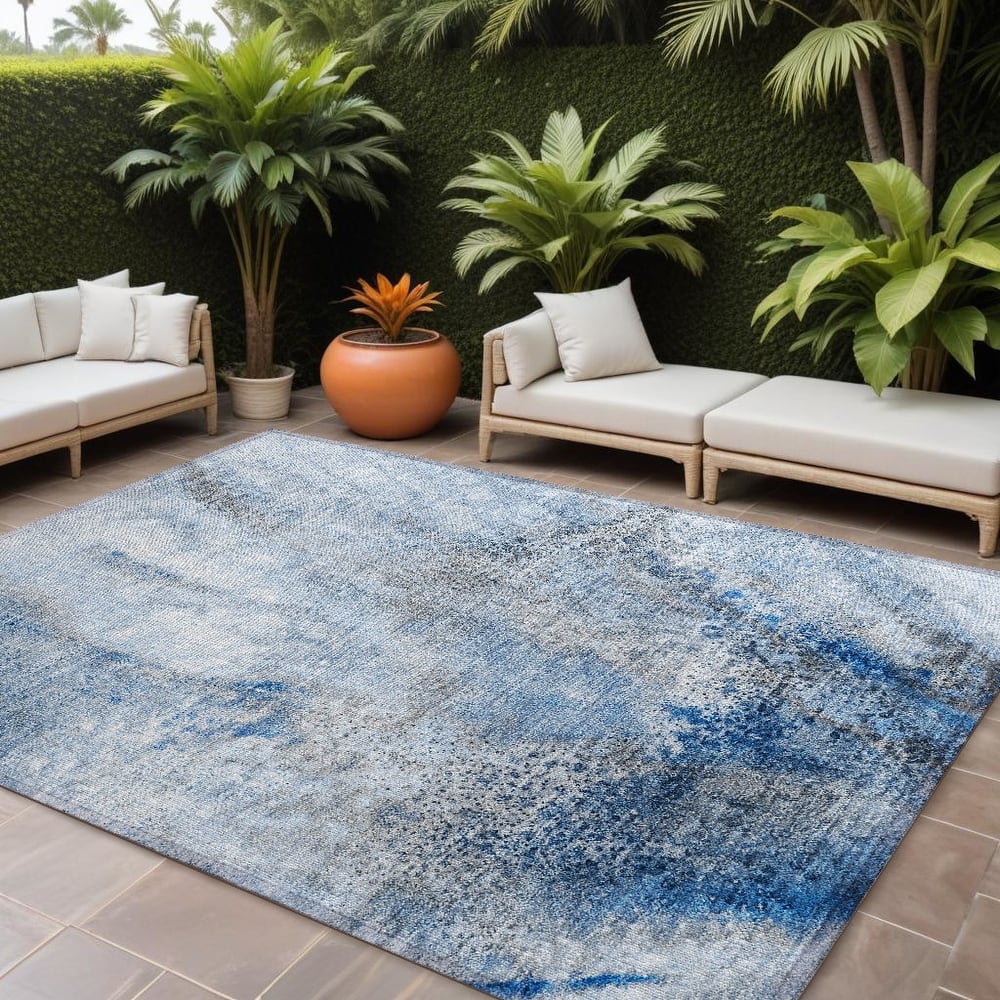 Bax Artistic Abstract Weather Resistant Current & Stylish Runner Outdoor Rug