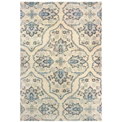 Vista Home Caledonia Floral Medallion Ivory/ Blue Area Rug