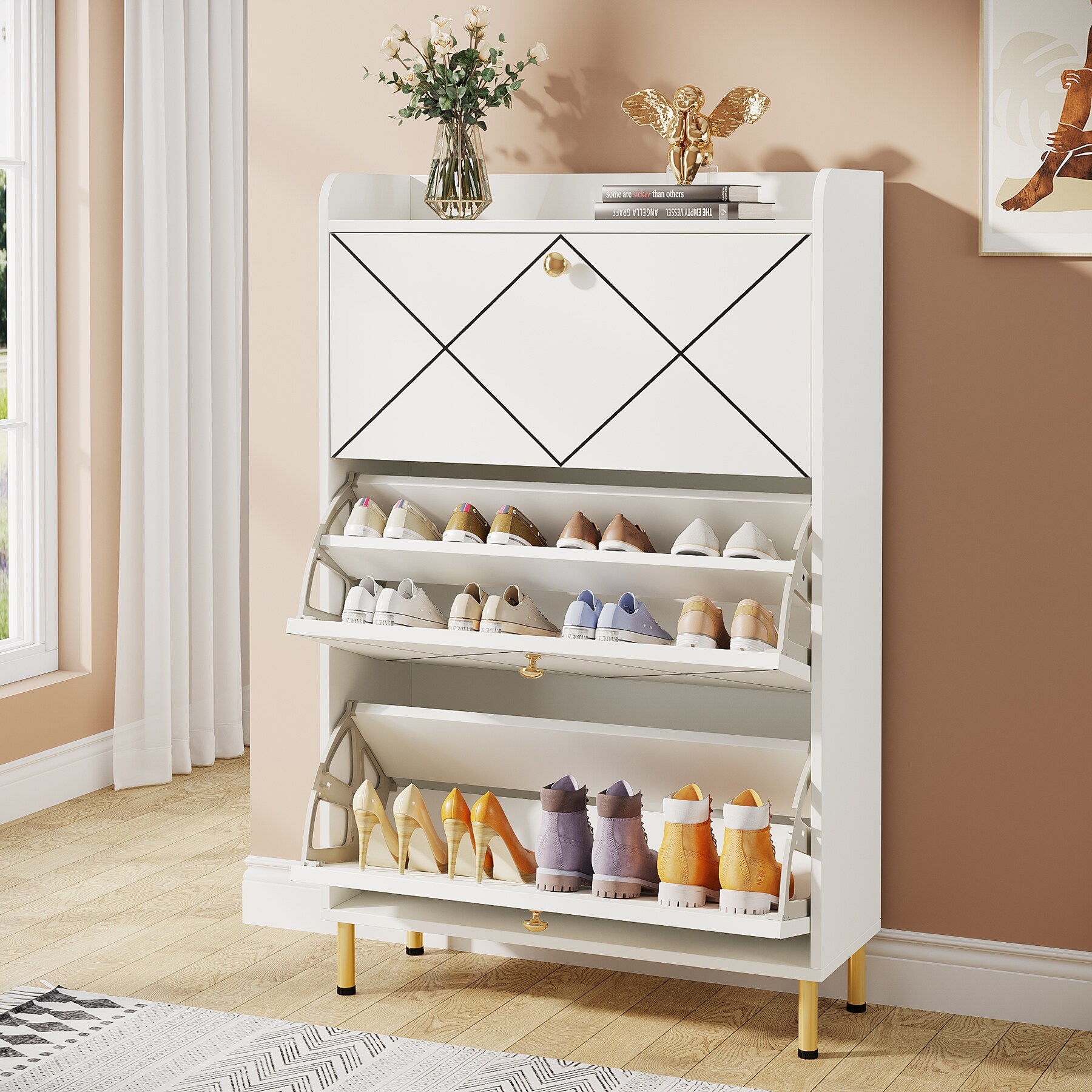 Flip down shoe storage 2025 cabinet