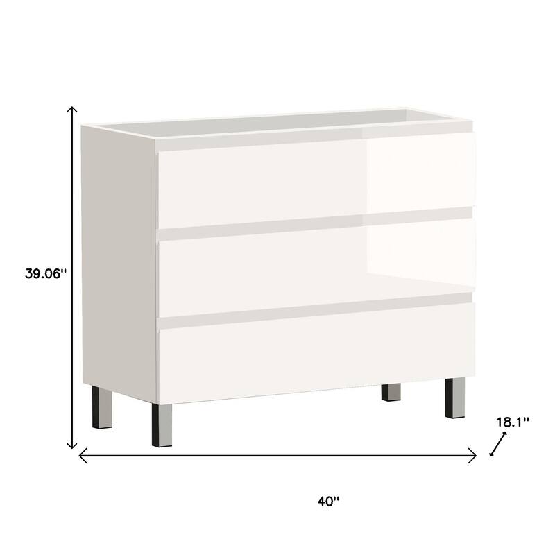 HomeRoots 40" White Wood Freestanding Bathroom Vanity With White Sink And Three Drawers - 40.00 in. x 39.06 in. x 18.10 in.